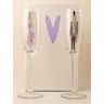 Pair of Hand-Painted Wedding Glass Champagne Flutes 